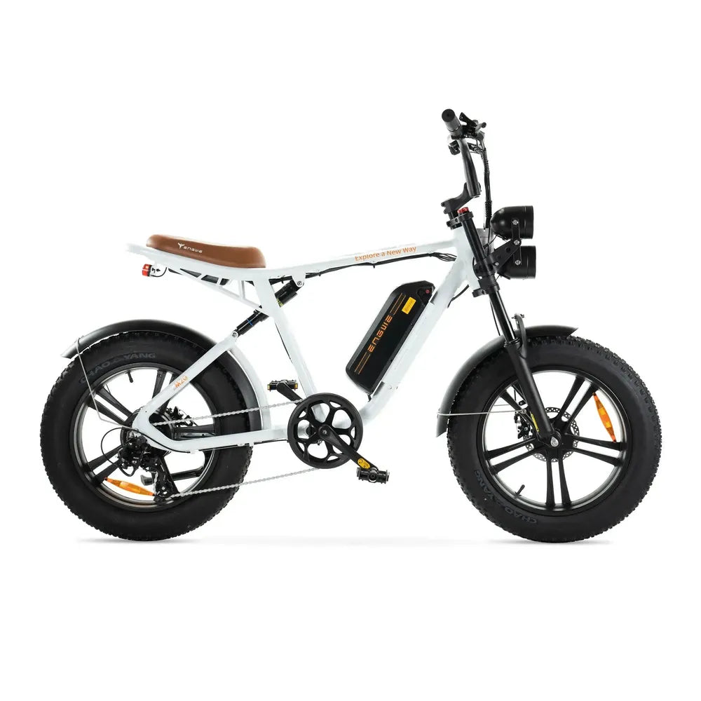 ENGWE M20 - Fatbike - Bianco + Sistema di allarme + Supporto per telefono