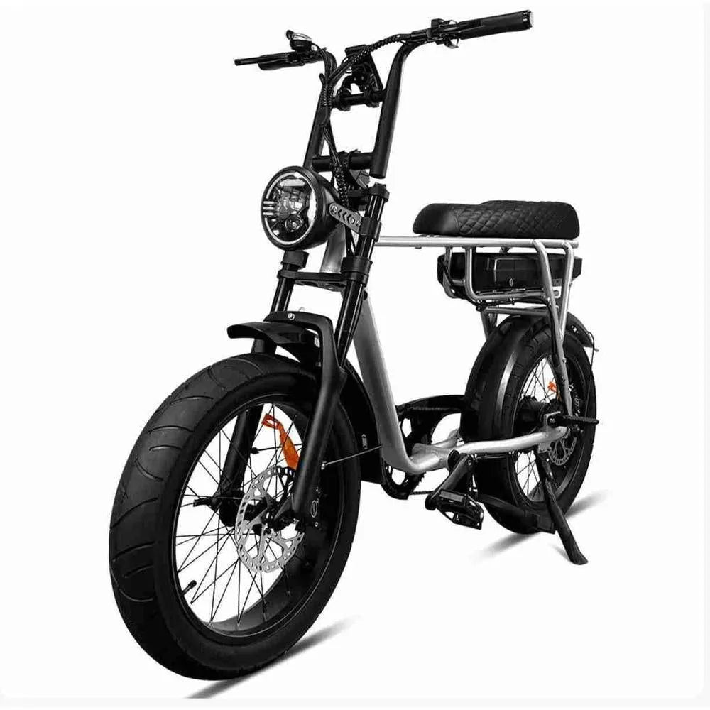 EB2 Bicicletta Grassa Argento + Allarme + Poggiapiedi